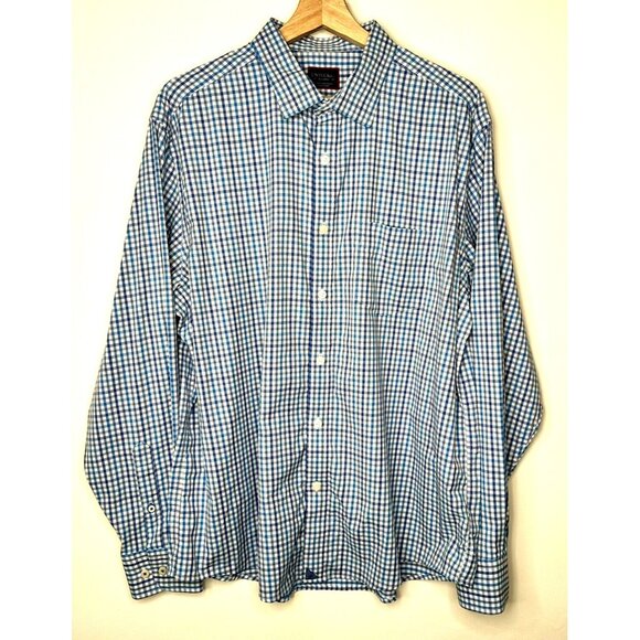 UNTUCKit Mens Button Up Shirt Lehman Long Sleeve Blue Plaid Check Size X-Large - Picture 1 of 12